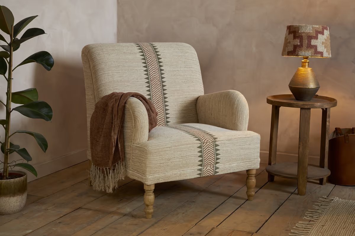 Zairya Jute & Cotton Armchair — Natural & Rust