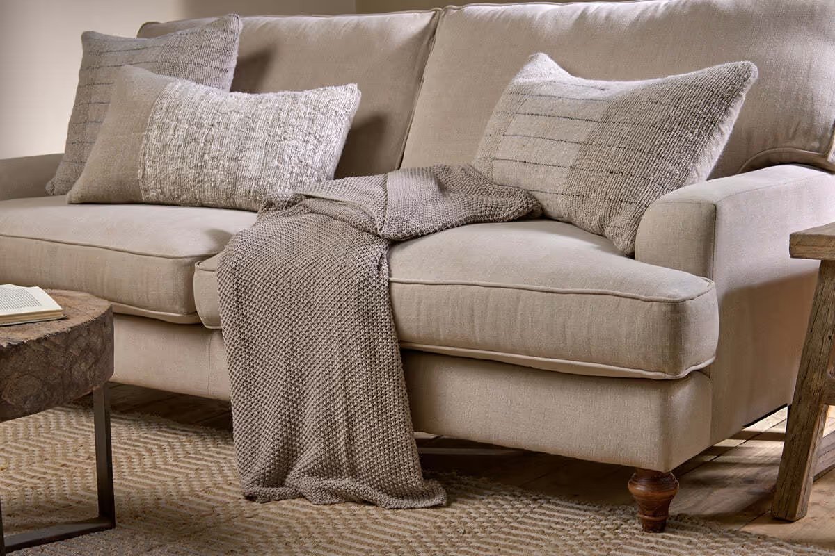 Nahan Moss Stitch Cotton Throw — Stone