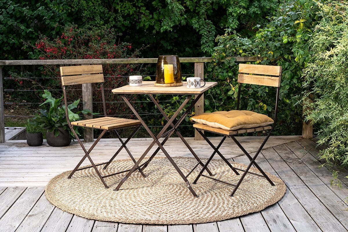 Rishikesh Reclaimed Wood & Iron Folding Chairs — Set of 2