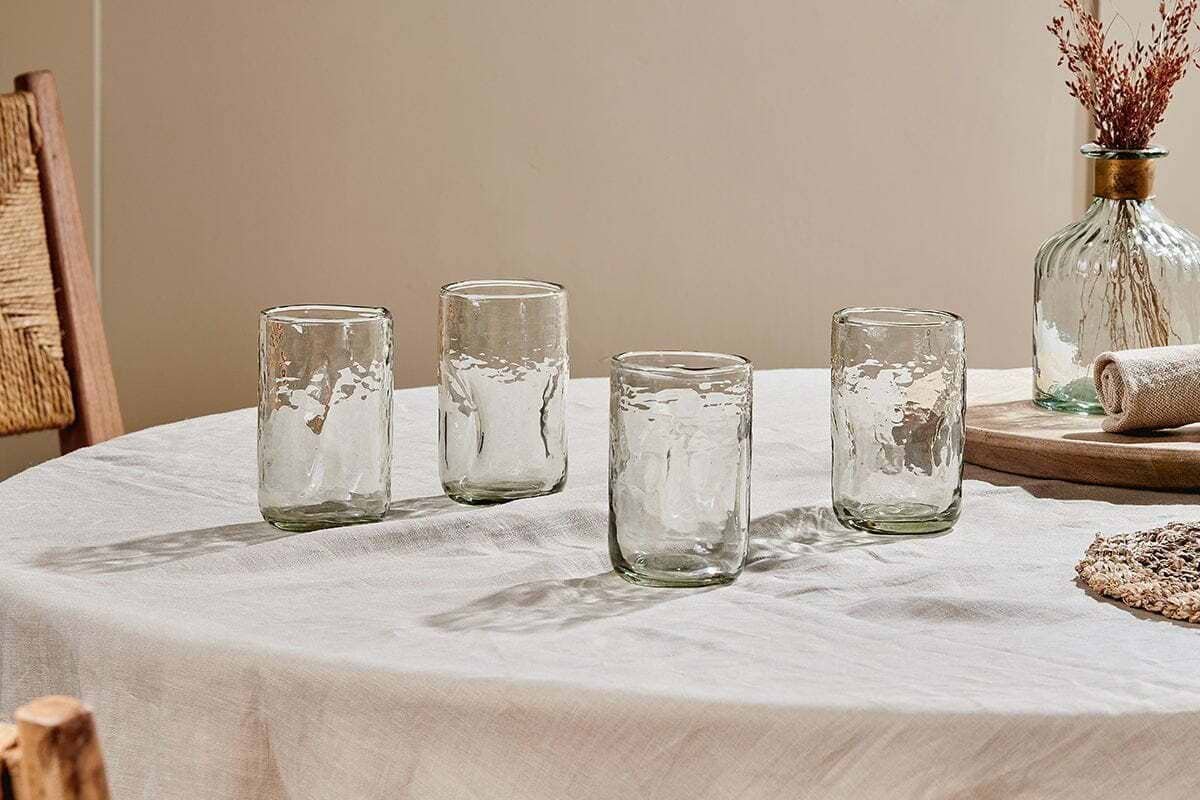 Chandani Tall Glass Tumblers — Clear (Set of 4)